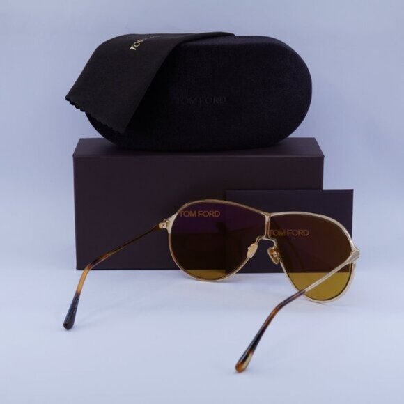 Tom Ford Gaia FT1174 30E Sunglasses Deep Gold Aviator Frame, Brown Lenses - Picture 11 of 11